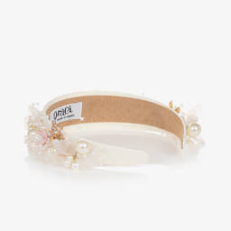 Graci-Girls Ivory Beaded Hairband | Childrensalon Outlet