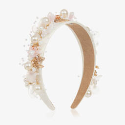 Graci-Girls Ivory Beaded Hairband | Childrensalon Outlet