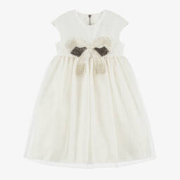 Graci-فستان بناتي عاجي أنيق من التول مع فيونكة | Childrensalon Outlet