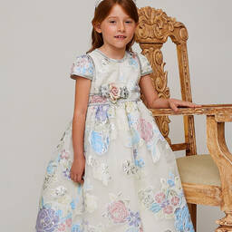 Graci-Girls Ivory Floral Chiffon Dress | Childrensalon Outlet