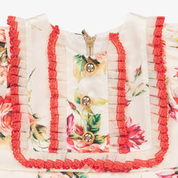 Graci-Girls Ivory Floral Satin Twill Dress | Childrensalon Outlet