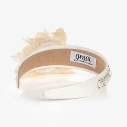Graci-Girls Ivory Flower & Diamanté Hairband  | Childrensalon Outlet