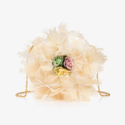 Graci-Girls Ivory Flower Shoulder Bag (19cm) | Childrensalon Outlet