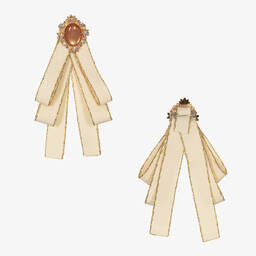 Graci-Кремовое платье с золотистым кружевом | Childrensalon Outlet