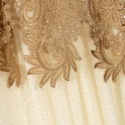 Graci-Кремовое платье с золотистым кружевом | Childrensalon Outlet