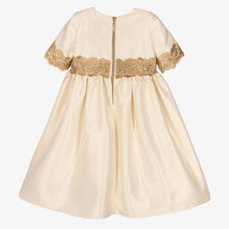 Graci-Кремовое платье с золотистым кружевом | Childrensalon Outlet