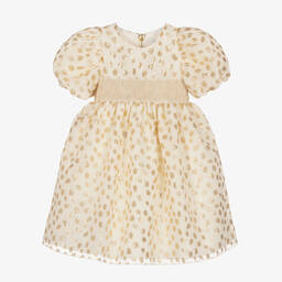 Graci-Кремовое платье в золотистый горох | Childrensalon Outlet