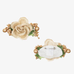 Graci-Кремовое платье в золотистый горох | Childrensalon Outlet