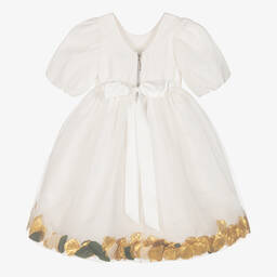Graci-Кремовое платье с золотистыми лепестками | Childrensalon Outlet