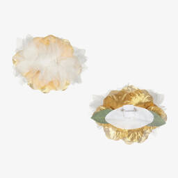 Graci-Кремовое платье с золотистыми лепестками | Childrensalon Outlet