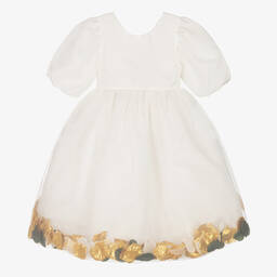 Graci-Кремовое платье с золотистыми лепестками | Childrensalon Outlet