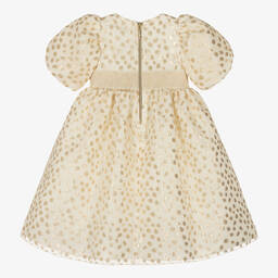 Graci-Кремовое платье в золотистый горошек | Childrensalon Outlet