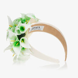 Graci-Кремово-зеленый ободок с лилиями | Childrensalon Outlet