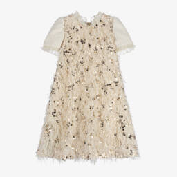 Graci-Girls Ivory Sequin Tweed Dress | Childrensalon Outlet