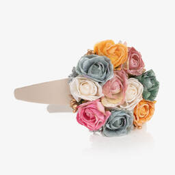 Graci-Кремовый блестящий ободок с цветами | Childrensalon Outlet