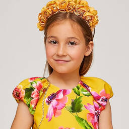 Graci-Girls Orange Shimmer Rose Hairband | Childrensalon Outlet