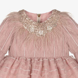 Graci-Розовое платье из тюля с вышивкой | Childrensalon Outlet