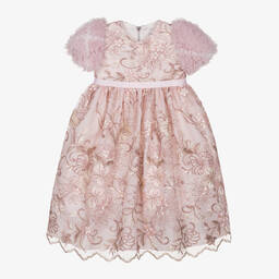 Graci-Girls Pink Embroidered Tulle Dress | Childrensalon Outlet