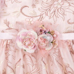 Graci-Girls Pink Embroidered Tulle Dress | Childrensalon Outlet