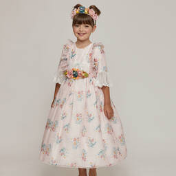 Graci-Girls Pink Floral Cotton Dress | Childrensalon Outlet