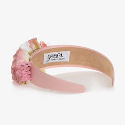 Graci-Розовый ободок с розовыми и кремовыми розами | Childrensalon Outlet
