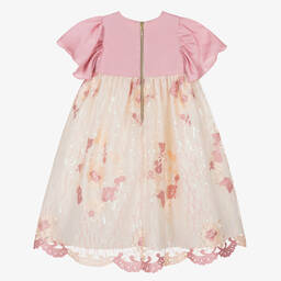 Graci-فستان ساتان ودانتيل مطرز لون زهري | Childrensalon Outlet