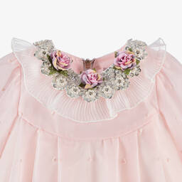 Graci-Girls Pink Tulle Flower Collar Dress | Childrensalon Outlet