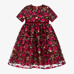 Graci-Girls Red & Pink Floral Tulle Dress | Childrensalon Outlet