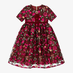 Graci-Girls Red & Pink Floral Tulle Dress | Childrensalon Outlet
