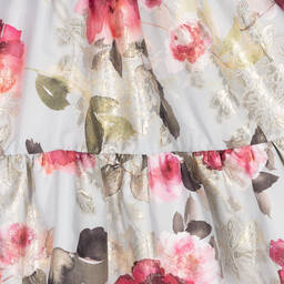 Graci-Серебристое жаккардовое платье с цветами для девочек | Childrensalon Outlet