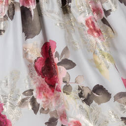 Graci-Серебристое платье с розовыми цветами | Childrensalon Outlet