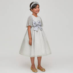 Graci-Girls Silver Tulle Dress | Childrensalon Outlet