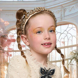 Graci-Girls Sparkling Crystal Gold Headband | Childrensalon Outlet
