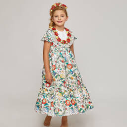 Graci-Girls White Floral Dress  | Childrensalon Outlet