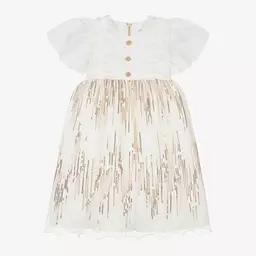 Graci-Girls White & Gold Sequin Dress | Childrensalon Outlet