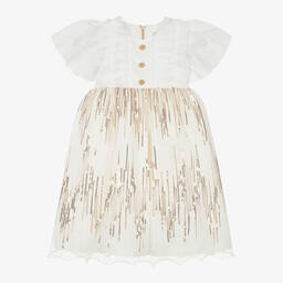 Graci-Girls White & Gold Sequin Dress | Childrensalon Outlet