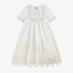 Graci-Girls White & Ivory Tulle Flower Dress | Childrensalon Outlet