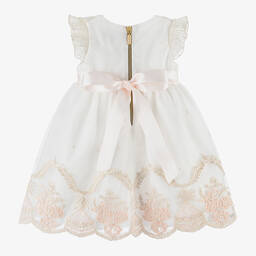 Graci-Girls White & Ivory Tulle Flower Dress | Childrensalon Outlet