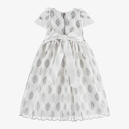 Graci-Girls White & Silver Organza Dress | Childrensalon Outlet