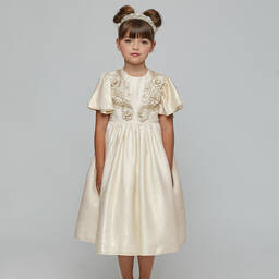 Graci-Gold Shimmer Satin Dress | Childrensalon Outlet