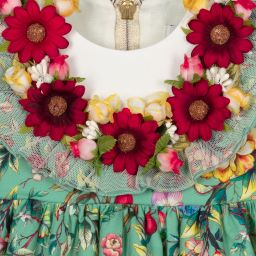 Graci-Зеленое платье с цветами для малышей | Childrensalon Outlet