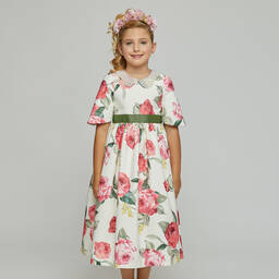 Graci-Кремовое платье с розовыми цветами | Childrensalon Outlet