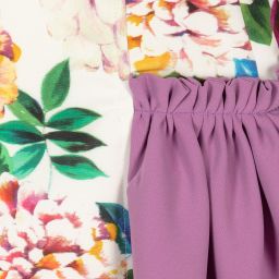 Graci-Кремово-фиолетовое платье с цветами | Childrensalon Outlet