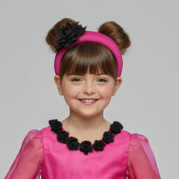 غراتسي-طوق للشعر لون زهري فوشيا وأسود للبنات | Childrensalon Outlet