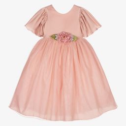 Graci-Розовое платье с цветами и крыльями | Childrensalon Outlet