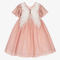 Graci-Розовое платье с цветами и крыльями | Childrensalon Outlet