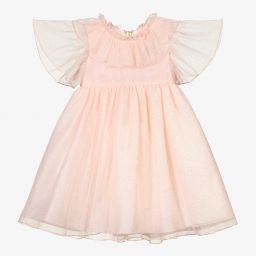 Graci-Pink & Gold Tulle Baby Dress  | Childrensalon Outlet