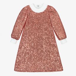 Graci-Розовое платье с пайетками и брошью | Childrensalon Outlet