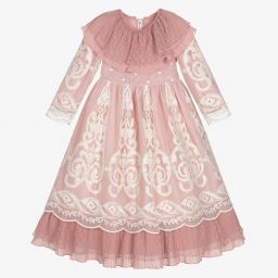 Graci-Розовое платье с винтажным кружевом | Childrensalon Outlet