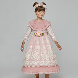 Graci-Розовое платье с винтажным кружевом | Childrensalon Outlet